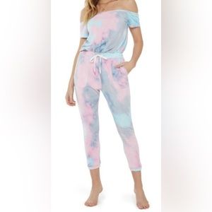 NWT Vici Tie Dye Off The Shoulder Knit Jumpsuit
